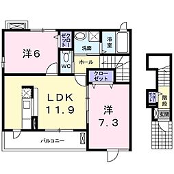 ノースカームリー 2LDKの間取図画像