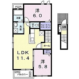 ニュー・アベラント2 2LDKの間取図画像