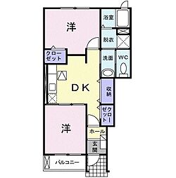 プラム1 2DKの間取図画像