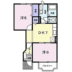 メゾン大安III 1階2DKの間取り