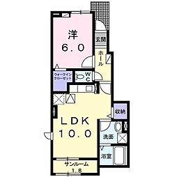 クォーレ悠 1LDKの間取図画像