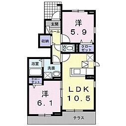 ベストガーデン 1階2LDKの間取り