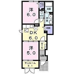 オリエント 2DKの間取図画像