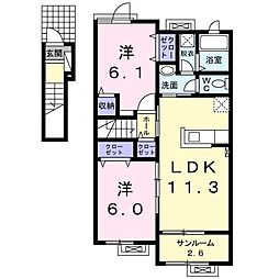 Boo2 2LDKの間取図画像