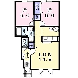 パークサイドC 2LDKの間取図画像