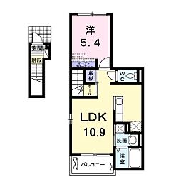 ジュネスＦＡ 2階1LDKの間取り