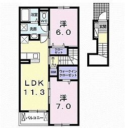 MTIハイツ4 2LDKの間取図画像