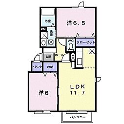 サンリットB 2LDKの間取図画像