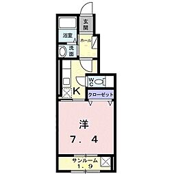 カトレア 1Kの間取図画像