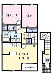 ファミーユ1 2LDKの間取図画像