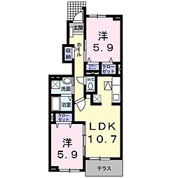 アミークス1 2LDKの間取図画像