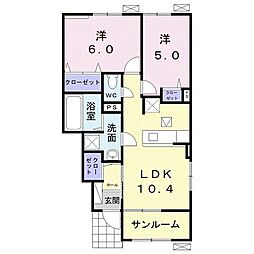 シャトードゥ湊5 2LDKの間取図画像