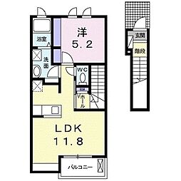ビオーラ　桜 2階1LDKの間取り