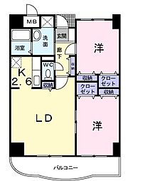 グレースヴィレッジ 2LDKの間取図画像