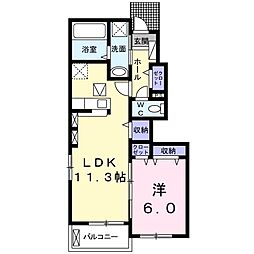 プロヴァンスIＡ 1階1LDKの間取り