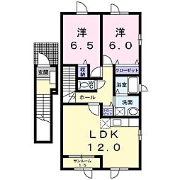 アンジュ・アンシャンテ 2LDKの間取図画像