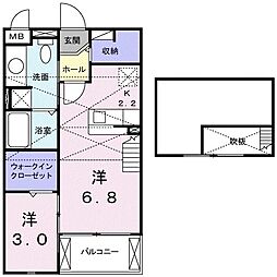 エスポワールＡ 2階ワンルームの間取り