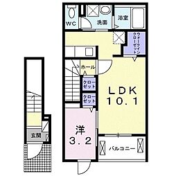Suzuran2 1LDKの間取図画像