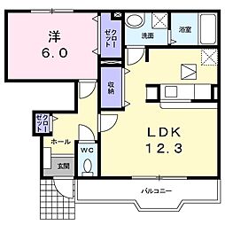 エルグランデ・奥村3 1LDKの間取図画像