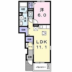 グレイス　フォーリストIII 1階1LDKの間取り