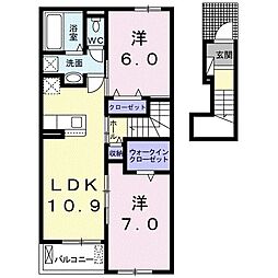 ＲＡＶｉ　Ａ 2階2LDKの間取り