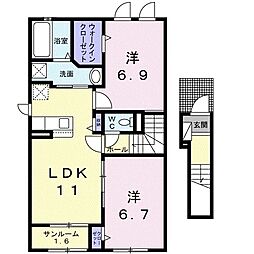 ジュノ・ホワイトB 2LDKの間取図画像
