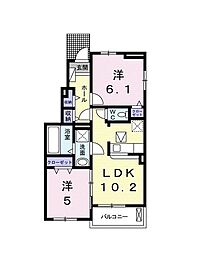クレストヴィラ1 2LDKの間取図画像