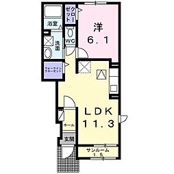 ブラウ・モーント 1階1LDKの間取り