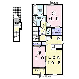 ルピナスB 2LDKの間取図画像