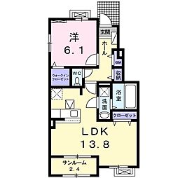 ジェルメI 1階1LDKの間取り