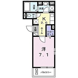 ＭＧＭ．VI 2階1Kの間取り