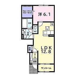 キャトル・セゾンI 1階1LDKの間取り