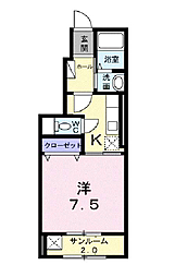 ファイン・グレース2 1Kの間取図画像
