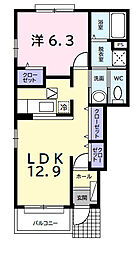 エスポワール1 1LDKの間取図画像