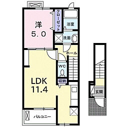 ベル・モンドK 1LDKの間取図画像