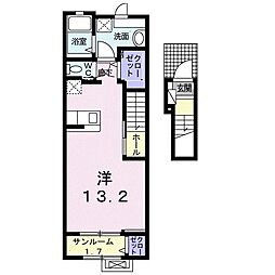 ミニョンガーデンIII 2階ワンルームの間取り