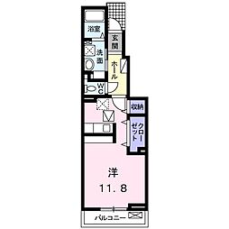 プレドフルール ワンルームの間取図画像