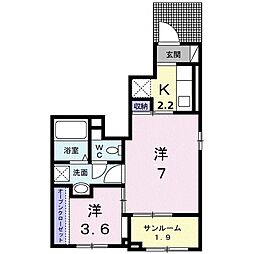 グランセレーノ 1階1SKの間取り