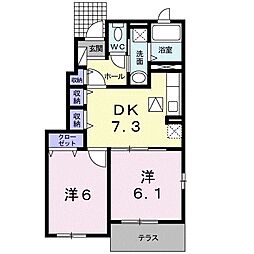 アバンツァート水尻 2DKの間取図画像