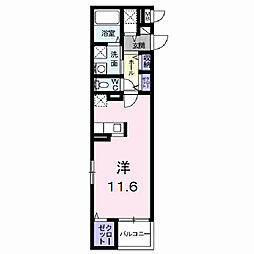 センターフィールドイースト ワンルームの間取図画像