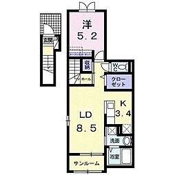 アマテラスまのせC 1LDKの間取図画像