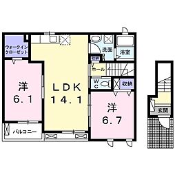 アザレーア1 2LDKの間取図画像