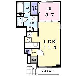 セレッソ・リーオA 1LDKの間取図画像