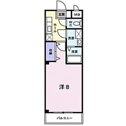 ピュア　セルト森尾 2階1Kの間取り