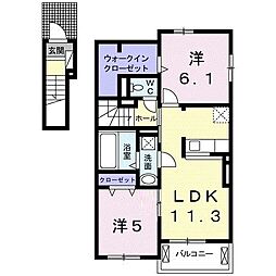 モンテI 2LDKの間取図画像