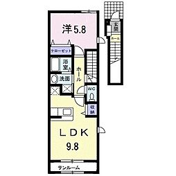 ミューA 1LDKの間取図画像