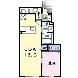 ディアパーク 1LDKの間取図画像
