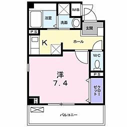 ウェザリア 1Kの間取図画像