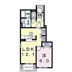 グランソレイユ諏訪2 1LDKの間取図画像
