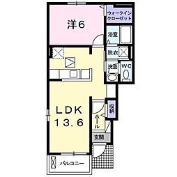 アンジュ　ウエスト 1階1LDKの間取り